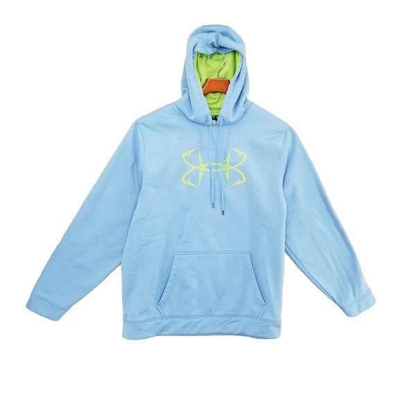 Under Armour Other - Under Armour Storm Hoodie Mens Light Blue Loose Fit Fish Hook Logo L/S Size 2XL